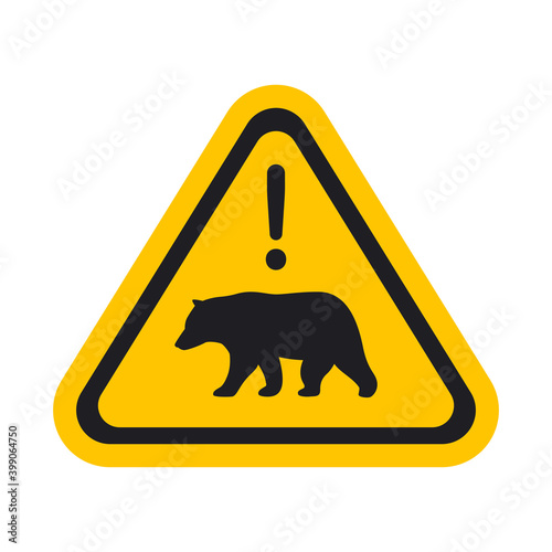 The Bear Warning Sign. Isolated Vector illustration photo