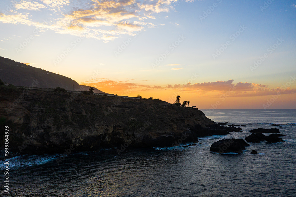 Aerial view of Punta del Guindastes during the sunset, Tenerife