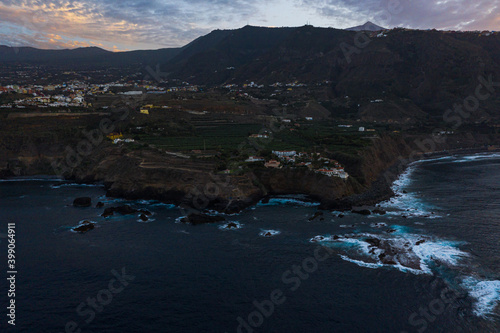 Aerial view of Punta del Guindastes during the sunset, Tenerife