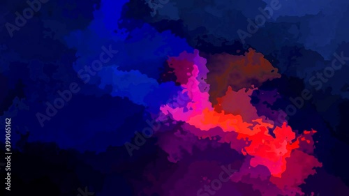 abstract animated twinkling stained background full HD seamless loop video - watercolor splotch liquid effect - color royal blue and hot pink magenta orange
