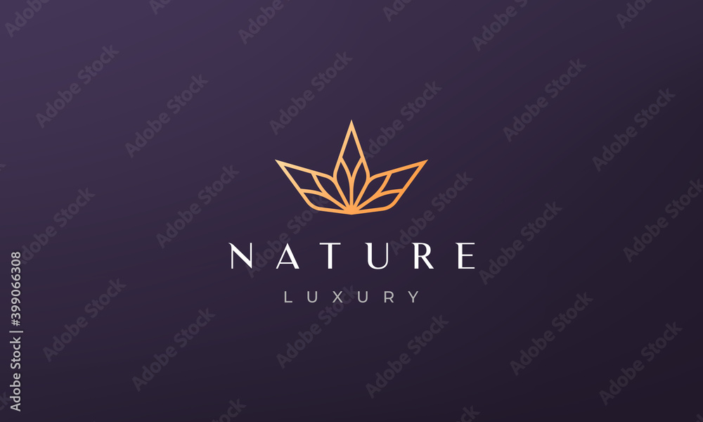 minimalist gold flower leaf logo in a luxury and modern style