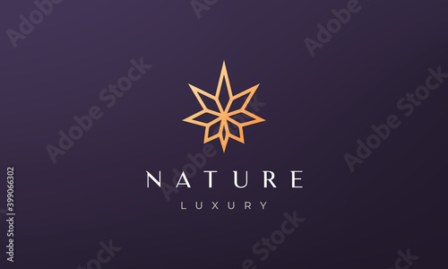 Simple gold cannabis leaf logo in a luxury and modern style