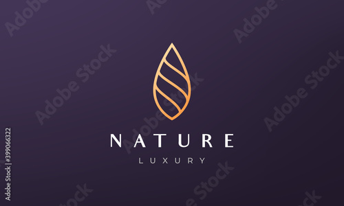 simple gold leaf logo in luxurious and modern style