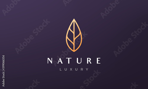 simple gold leaf logo in luxury and modern style