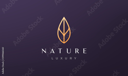 minimalist gold leaf logo in luxury and modern style