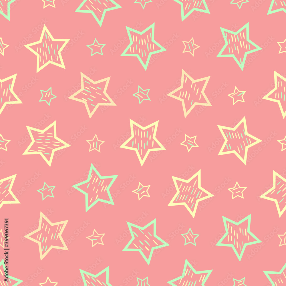 Seamless star pattern. Beautiful textile or paper print. Vector illustration. Repeating cute background. Seamless star pattern. Beautiful textile or paper print. Vector illustration. Repeating cute background.