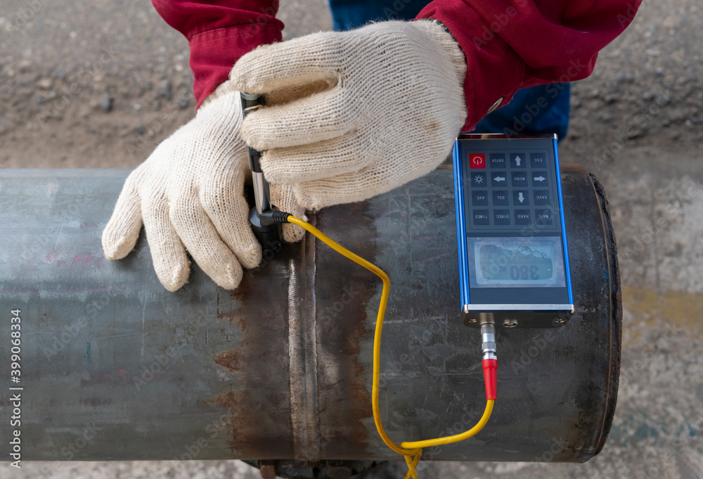 Brinell hardness testing of alloy pipe and welding after a post weld ...