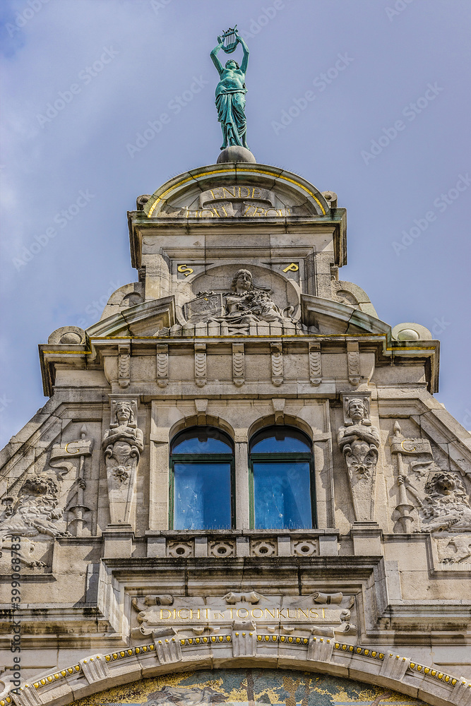 View of former Royal Dutch Theatre building (Groot Huis, built between 1897 and 1899). Ghent, Belgium.