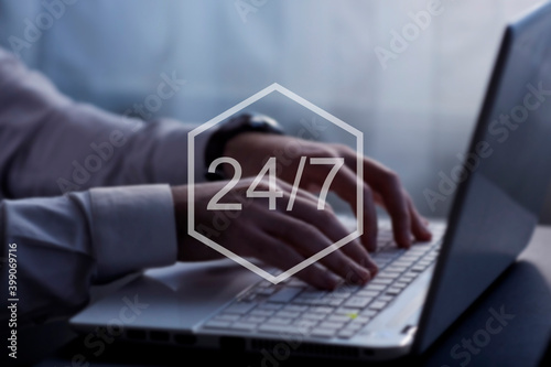cyber security online, cybersecurity concept on internet, user writing password on computer. 24/7 assistant