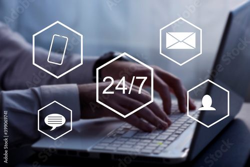 cyber security online, cybersecurity concept on internet, user writing password on computer. 24/7 assistant