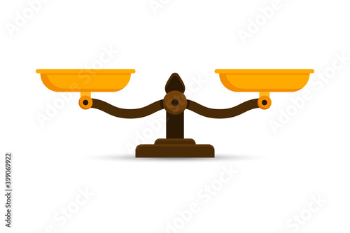 Scales. Weights set. Libra icon. Bowls of scales balance. Vector illustration.