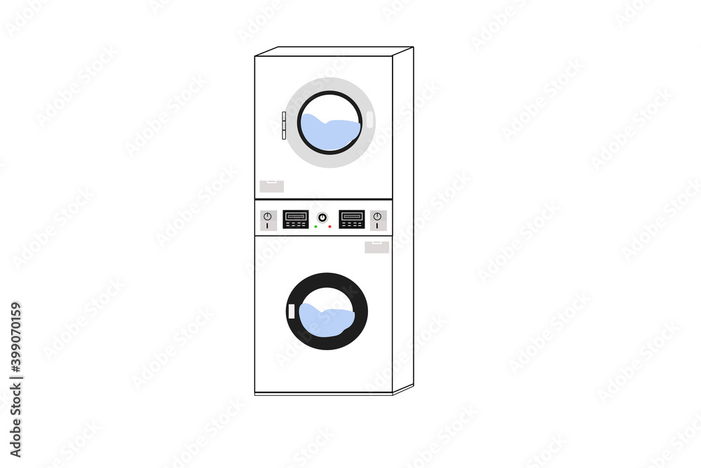 Vector, Coin Washing Machine Illustrator Vector, Coin Washing Machine Illustrator