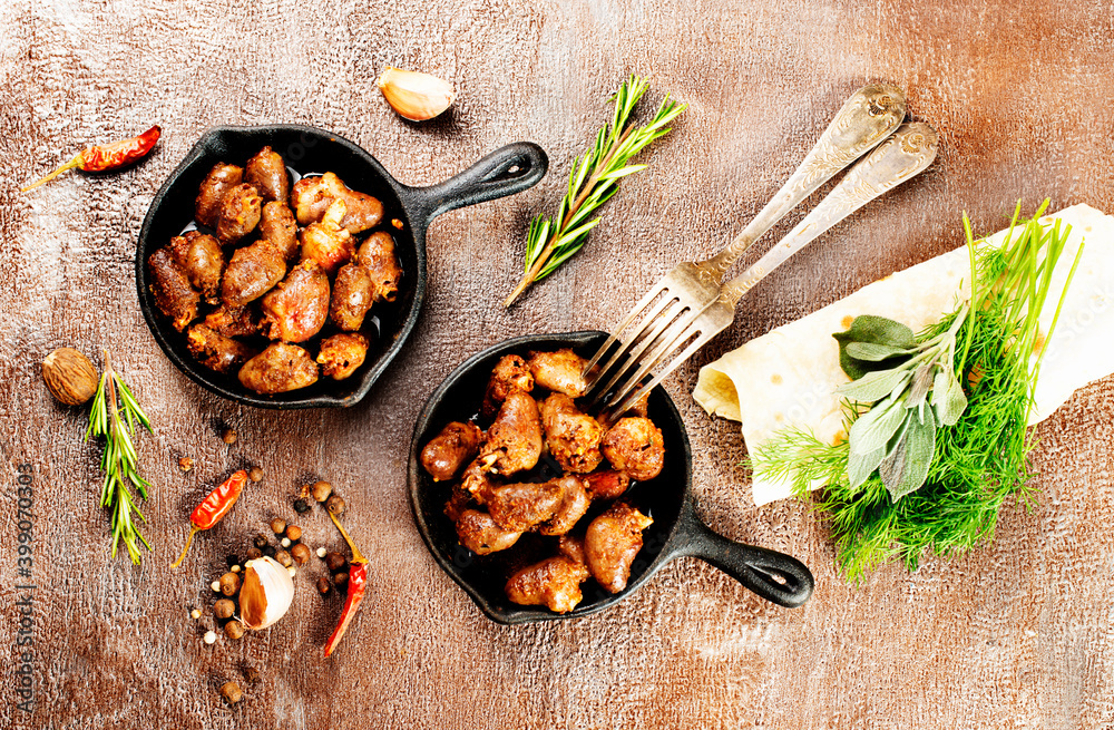 Fototapeta premium fried chicken hearts