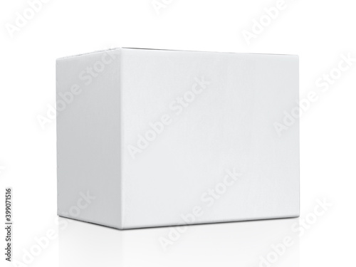 Blank box on white background with reflection © Retouch man