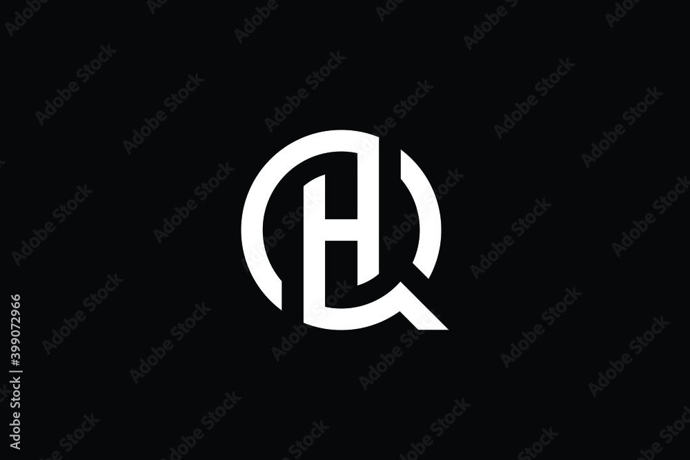 QH logo letter design on luxury background. HQ logo monogram initials letter concept. QH icon logo design. HQ elegant and Professional letter icon design on black background. Q H HQ QH