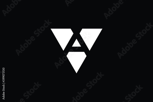 AV logo letter design on luxury background. VA logo monogram initials letter concept. AV icon logo design. VA elegant and Professional letter icon design on black background. AV VA photo
