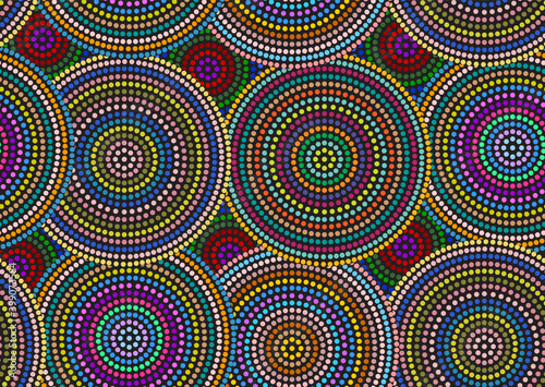 Abstract seamless geometric pattern of multicolored circles.Vector graphics for design and decoration.