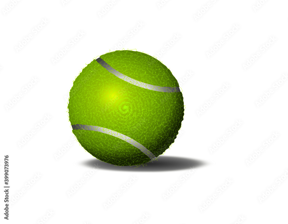 Tennis ball with a shadow on a white background