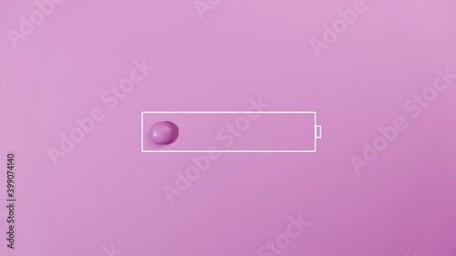 Charging battery indicator of sweet candies on pink background.