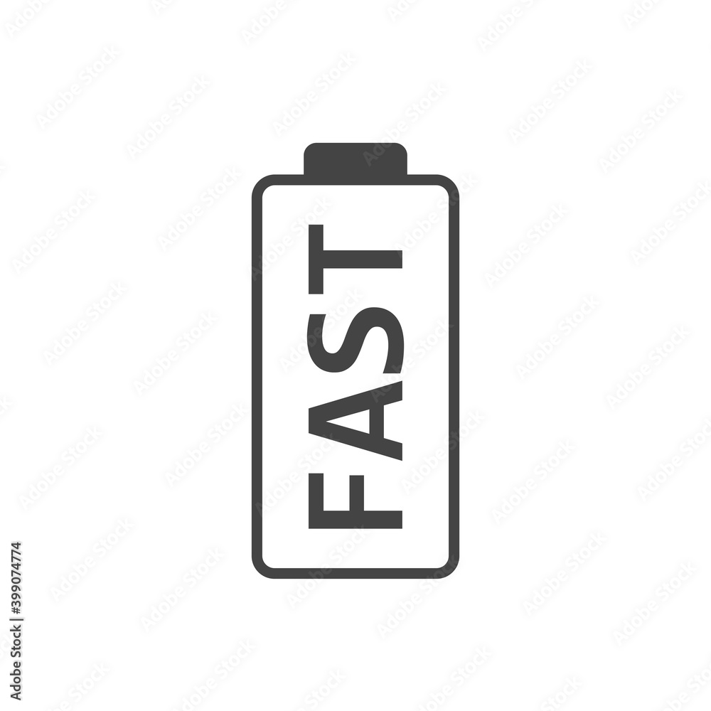 Battery fast charge icon on white isolated background. Battery fast charge icon on white isolated background.