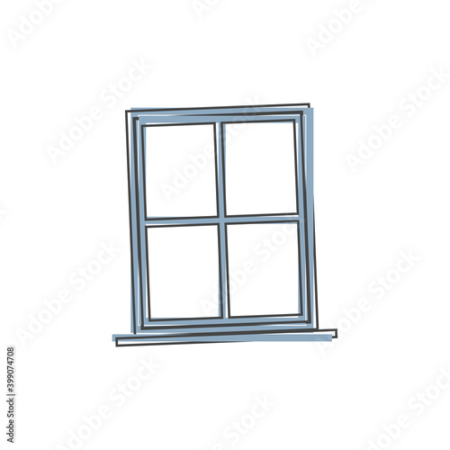 Vector window icon on cartoon style on white isolated background.