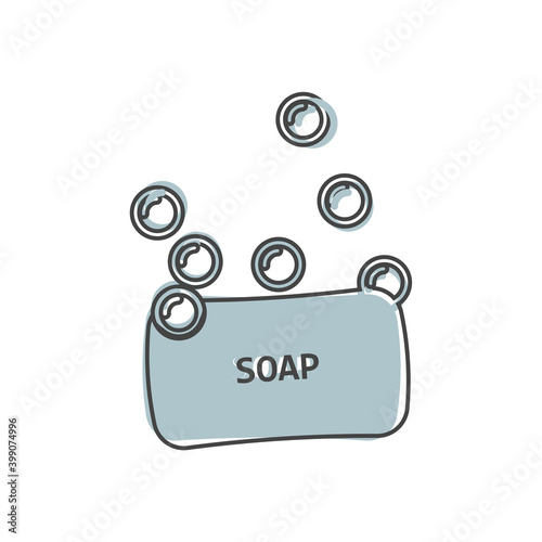 Vector soap and foam icon on  cartoon style on white isolated background.
