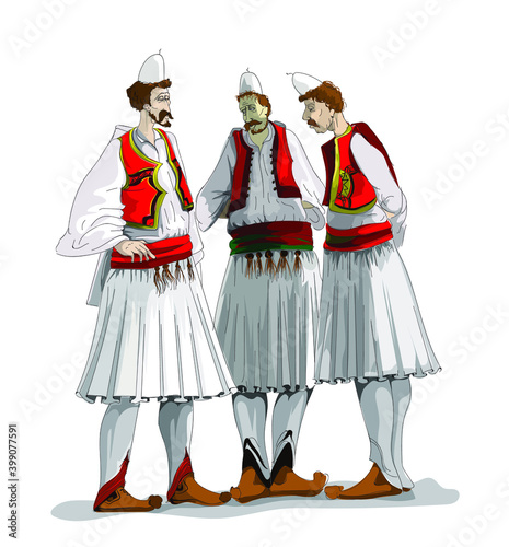 Albanian singer men from south with traditional dress