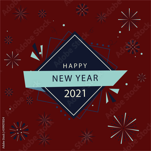 happy new year with beautiful illustration