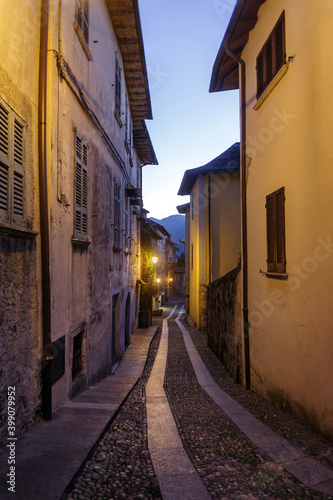 Pedestrian cobbled street of Orta San Giulio  Italy