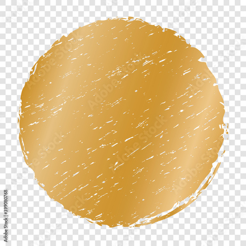 gold round brush painted ink stamp circle banner on transparent background	
 photo