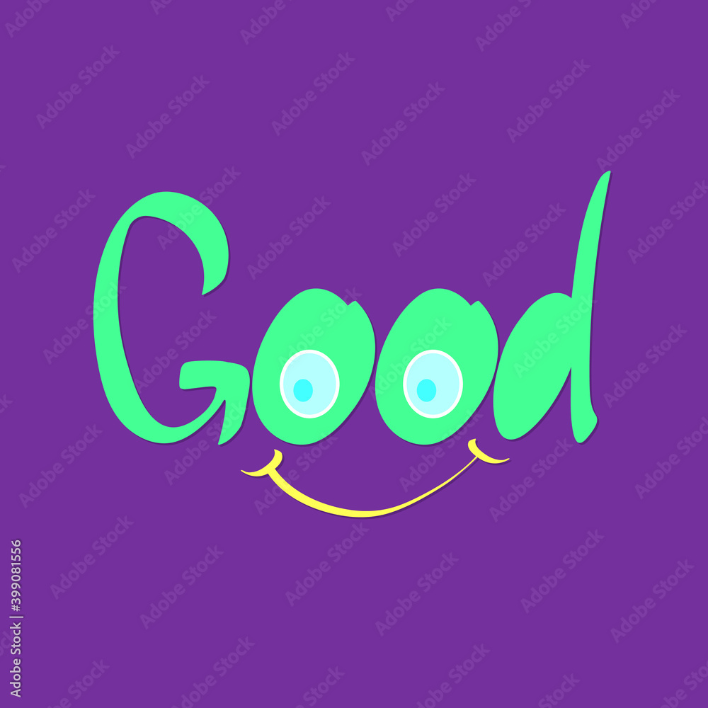 Good. Isolated calligraphy lettering, word design template, vector illustration Good. Isolated calligraphy lettering, word design template, vector illustration