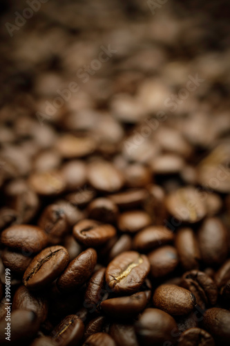 whole fresh roasted coffee beans background