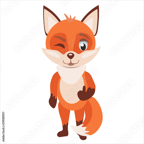 Little red fox smiling and winking