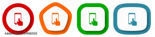 Smartphone, mobile phone vector icon set, flat design buttons on white background