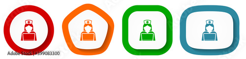 Doctor online, emergency, hospital vector icon set, flat design buttons on white background
