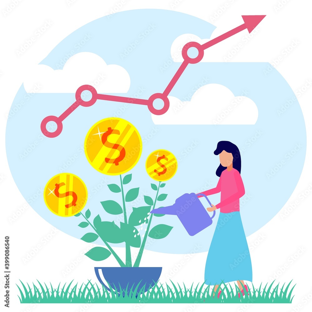Illustration vector graphic cartoon character of business growth Illustration vector graphic cartoon character of business growth