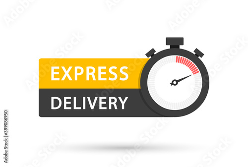 Express delivery icon. Express delivery logo concept for apps and website. Template design for service, order, fast, free and worldwide shipping. Timer with template, vector illustration