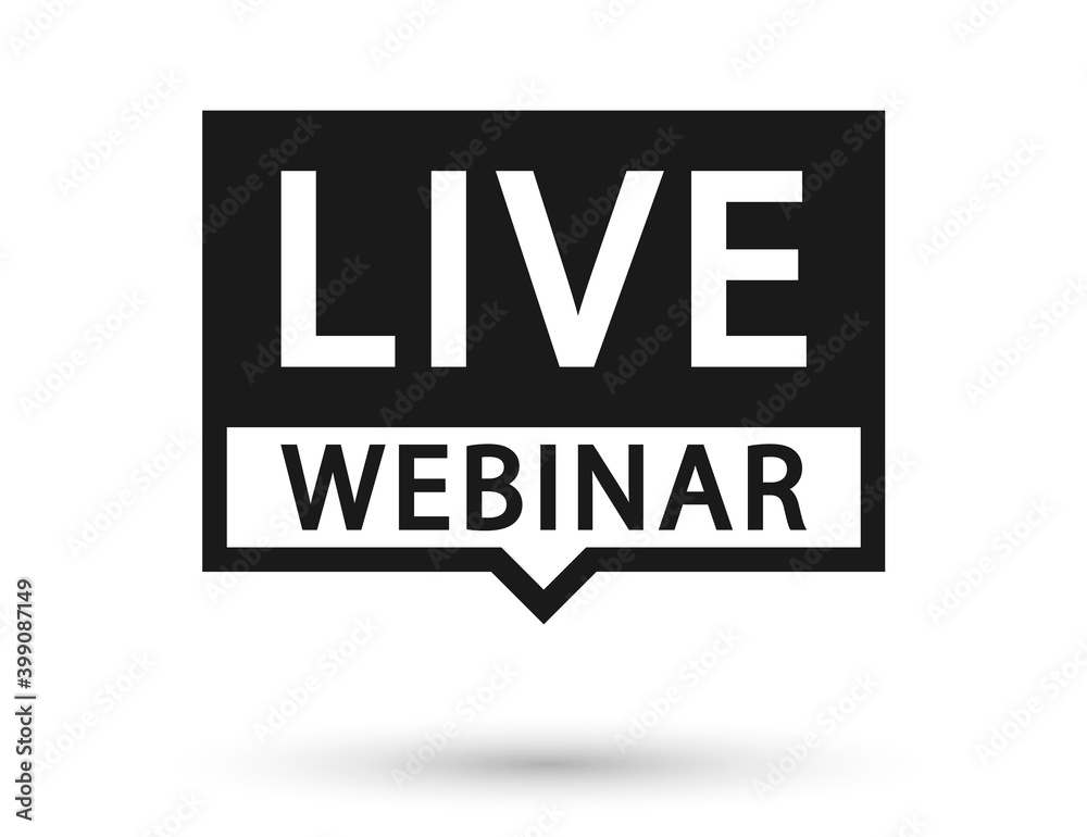 Fototapeta premium Live Webinar, Button, icon, emblem, label. Live webinar icon in flat style on white background. Vector illustration