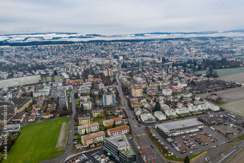 aerial view  of  a switzer city