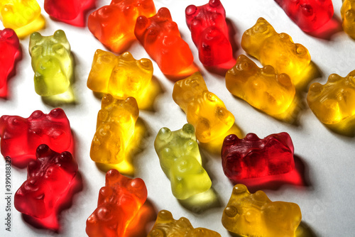 colored marmalade bears on a light background