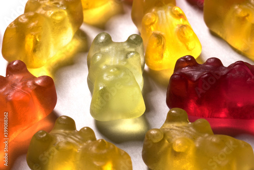 colored marmalade bears on a light background