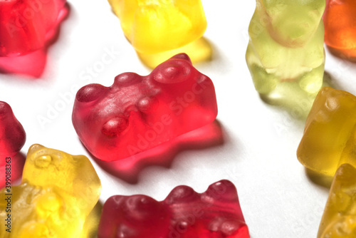 colored marmalade bears on a light background