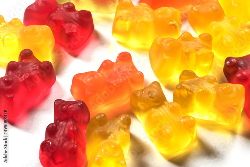 colored marmalade bears on a light background