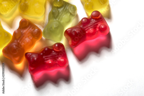 colored marmalade bears on a light background