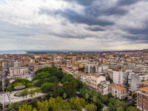 Aerial skyline panoramic view of Catania old town. Sicily, Italy