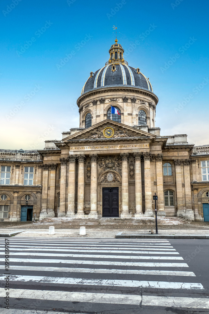 The beautiful palace of the Institute of France in Paris