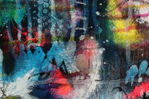 Colorful abstract acrylic painting which appears fuzzy and resembles flannel for background use.