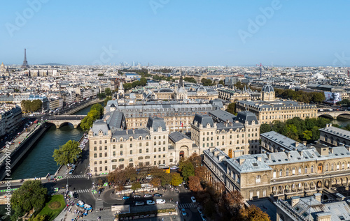 Panoramic aerial view of Paris from the Tower of the Cathedral of Notre Dame © Alessio
