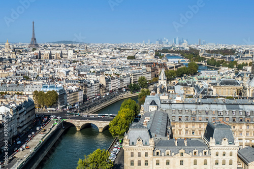 Panoramic aerial view of Paris from the Tower of the Cathedral of Notre Dame © Alessio