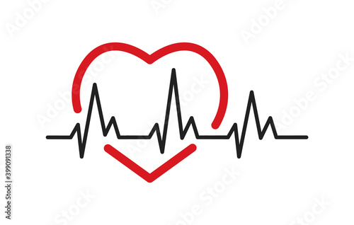 Heartbeat pulse line. Healthcare, medical background. Heart Pulse Icon, electrocardiogram. Symbol of healthy lifestyle and love. Flat style vector illustration.
